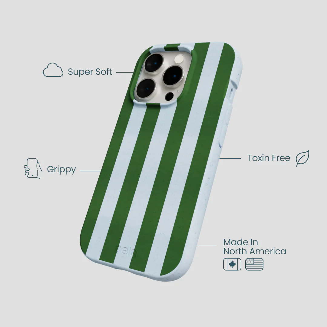 Powder Blue Big Evergreen Stripes iPhone 15 Pro Case - Image 4