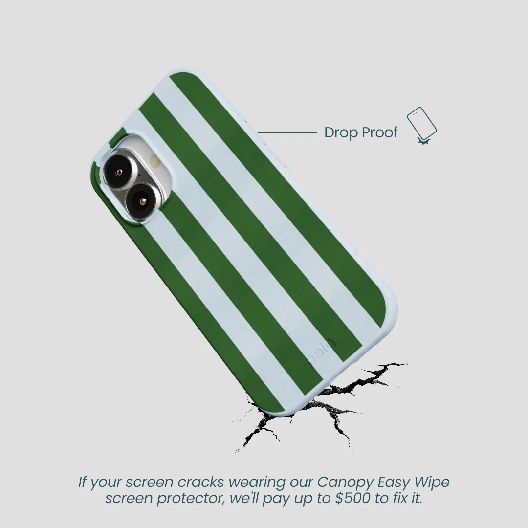 Powder Blue Big Evergreen Stripes iPhone 16 Case - Image 5