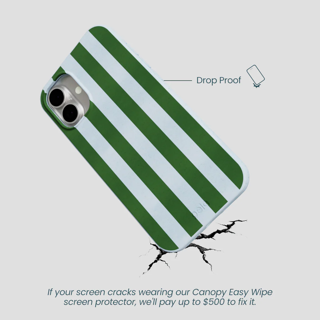 Powder Blue Big Evergreen Stripes iPhone 16 Plus Case - Image 5