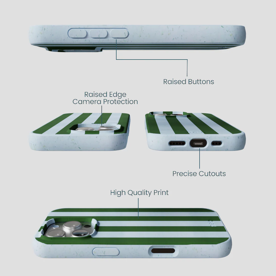 Powder Blue Big Evergreen Stripes iPhone 16 Pro Case - Image 3