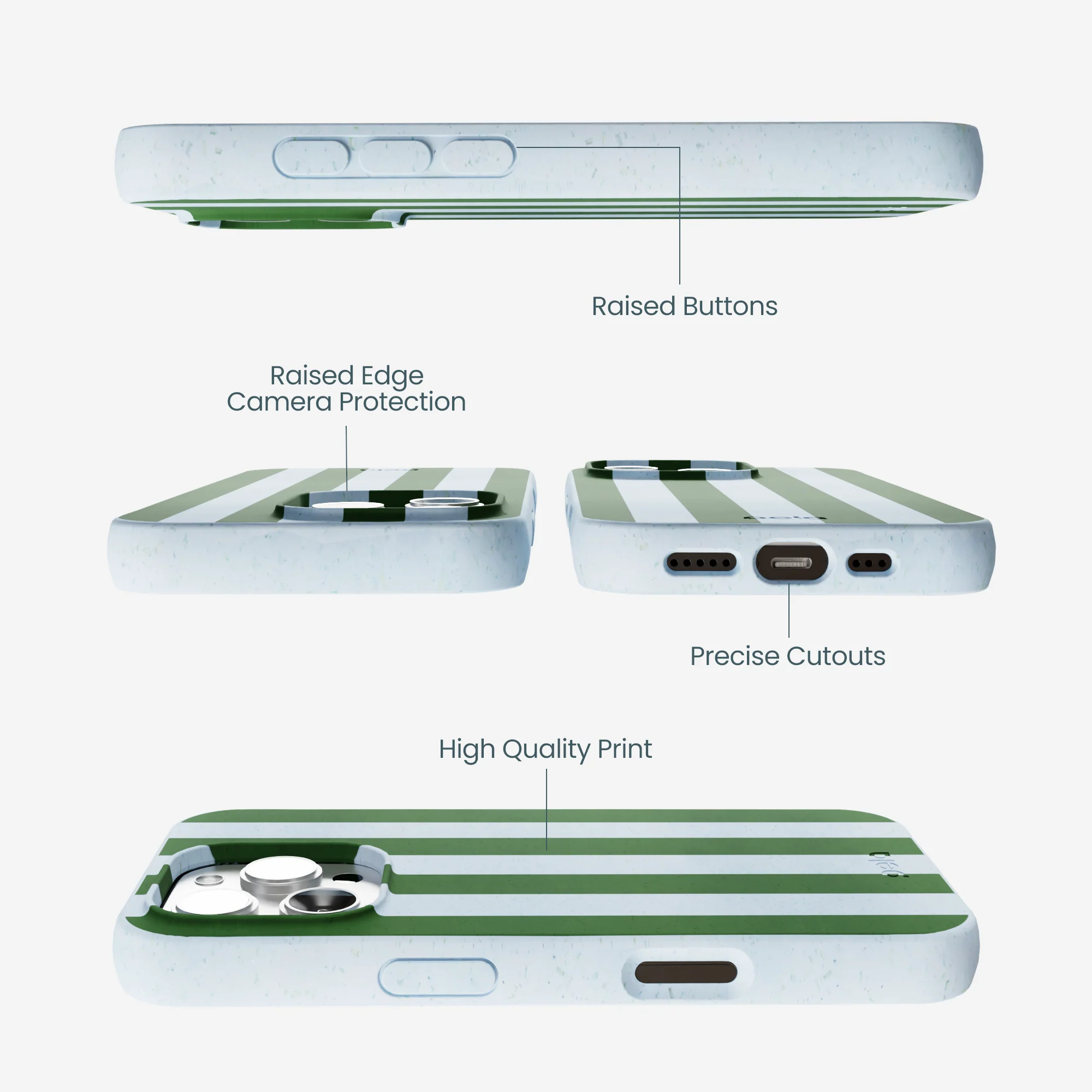 Powder Blue Big Evergreen Stripes iPhone 16 Pro Max Case - Image 3