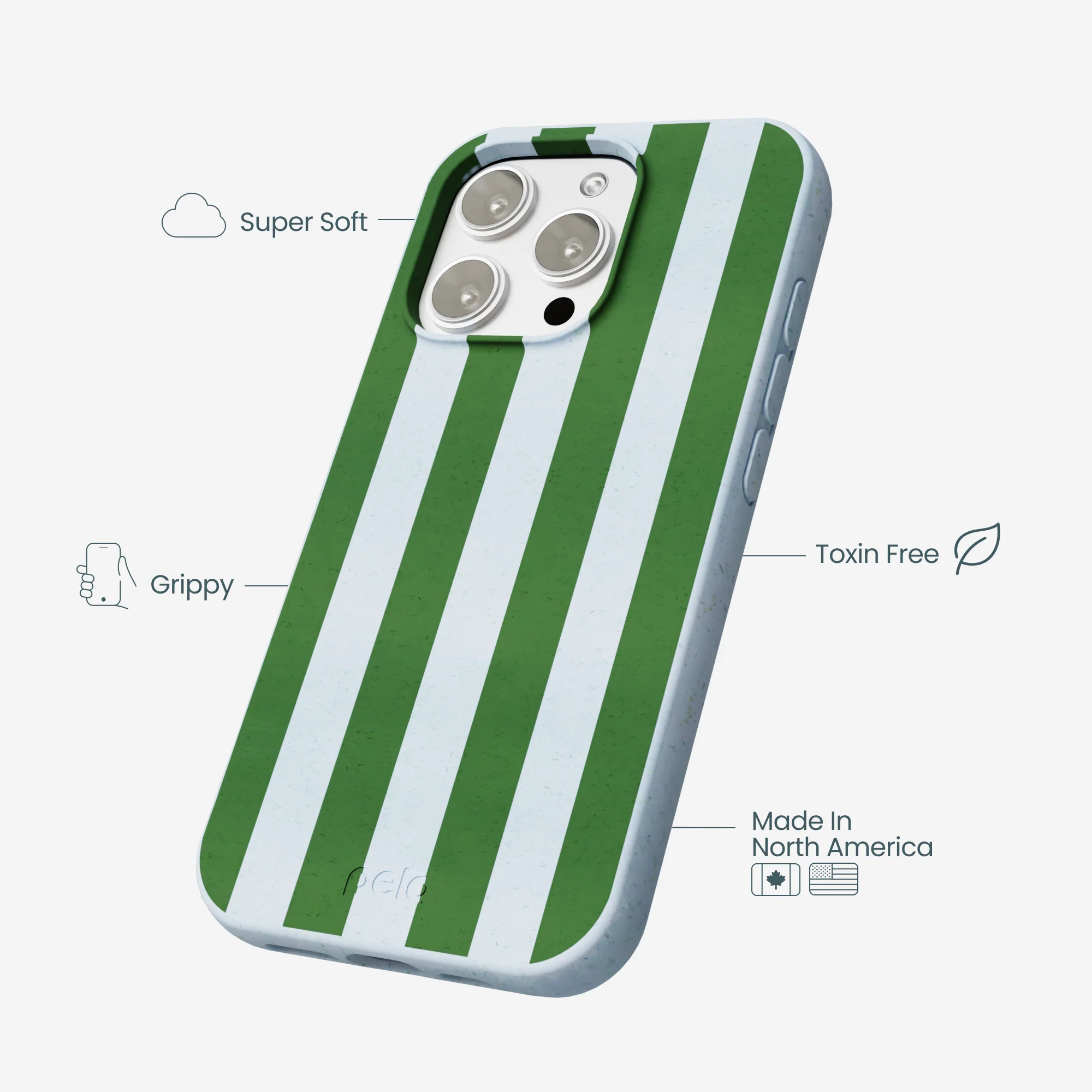 Powder Blue Big Evergreen Stripes iPhone 16 Pro Max Case - Image 4