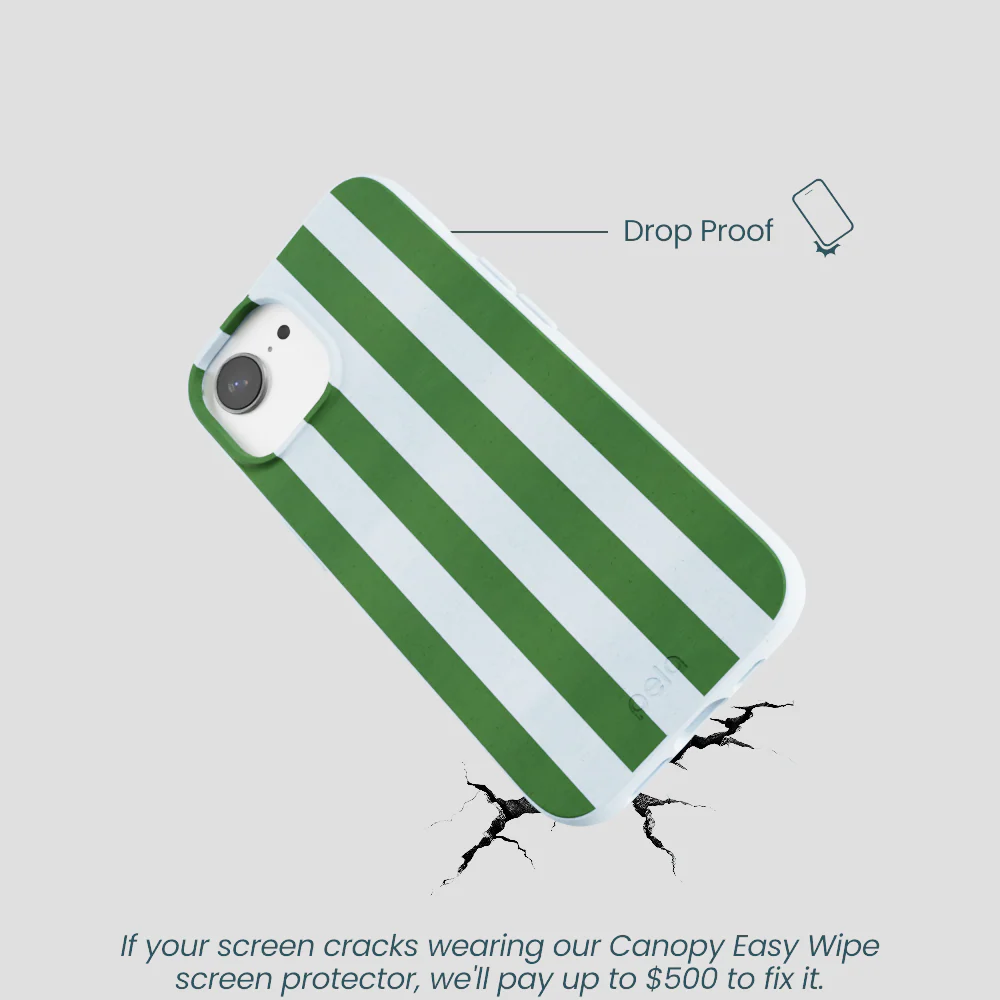Powder Blue Big Evergreen Stripes iPhone 16e/17e Case - Image 5