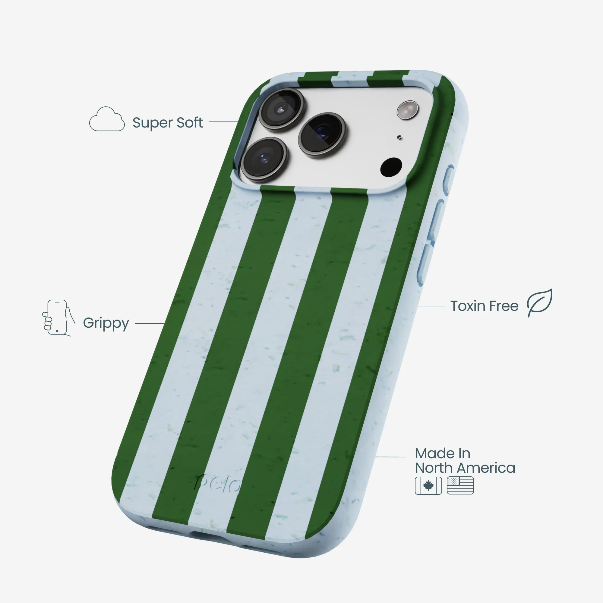 Powder Blue Big Evergreen Stripes iPhone 17 Pro Case - Image 4
