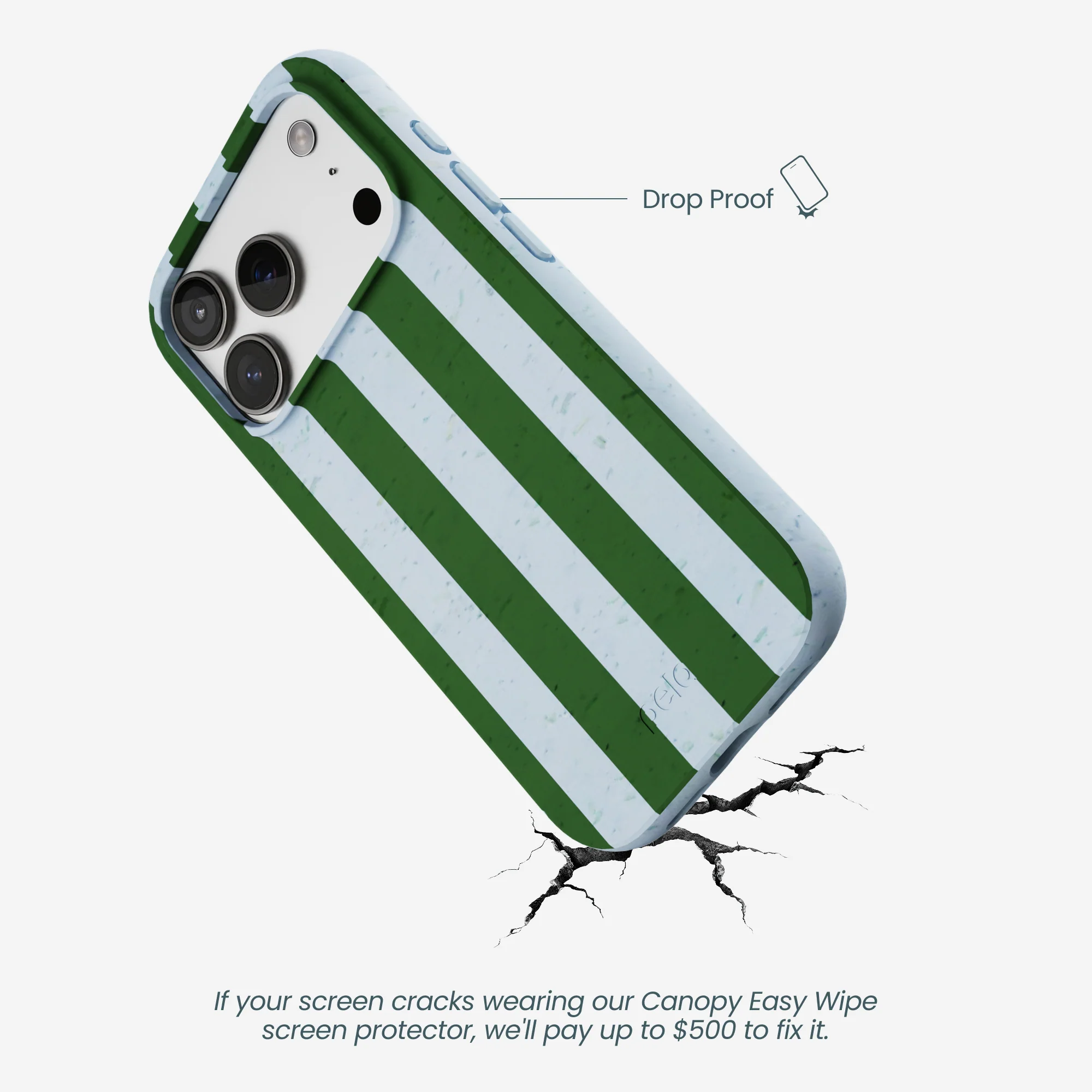 Powder Blue Big Evergreen Stripes iPhone 17 Pro Case - Image 5