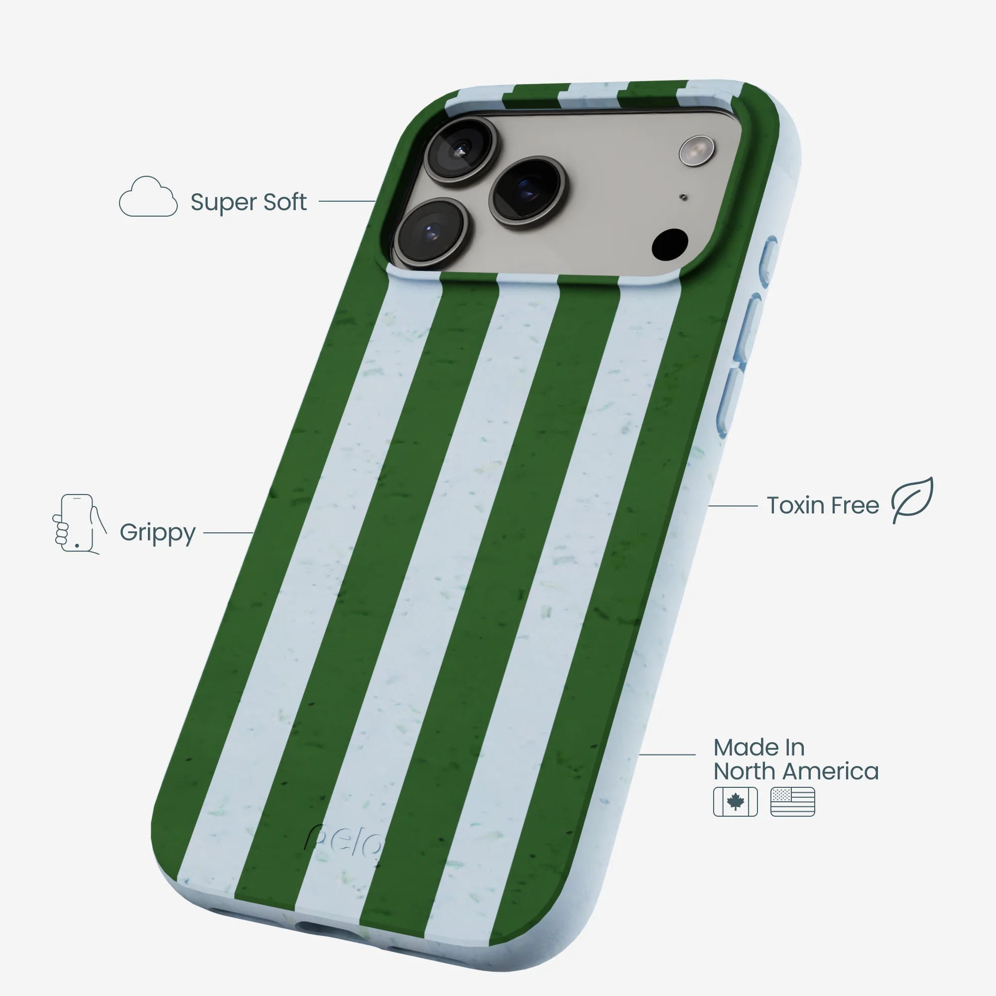 Powder Blue Big Evergreen Stripes iPhone 17 Pro Max Case - Image 4