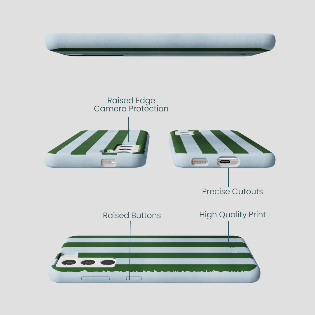 Powder Blue Big Evergreen Stripes Samsung Galaxy S21 Case - Image 3