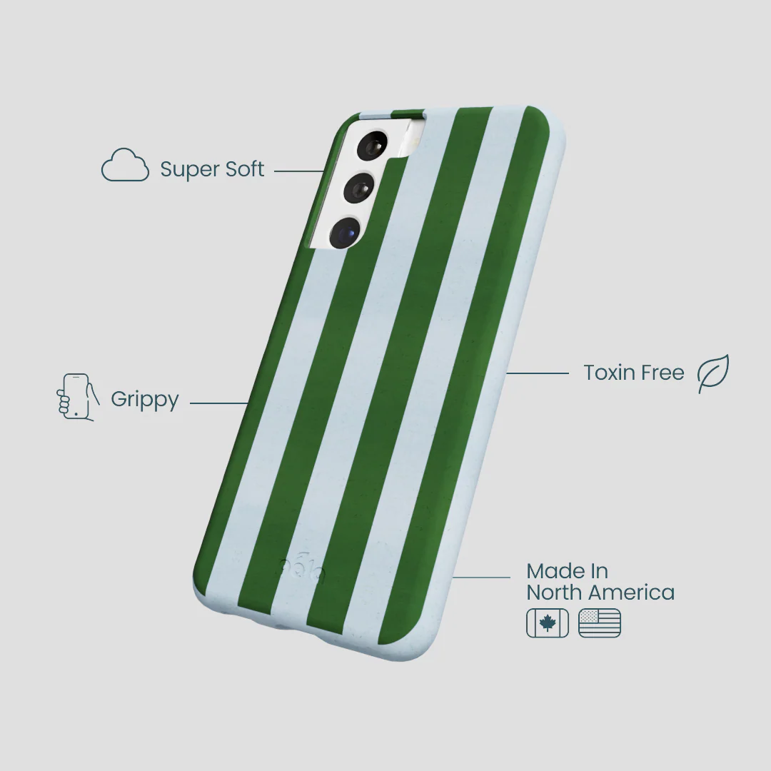 Powder Blue Big Evergreen Stripes Samsung Galaxy S21 Case - Image 4