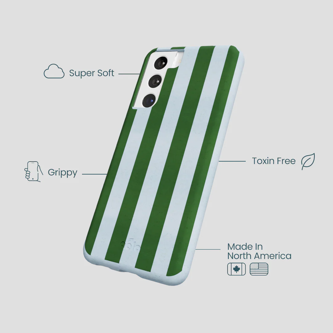 Powder Blue Big Evergreen Stripes Samsung Galaxy S22 Case - Image 4
