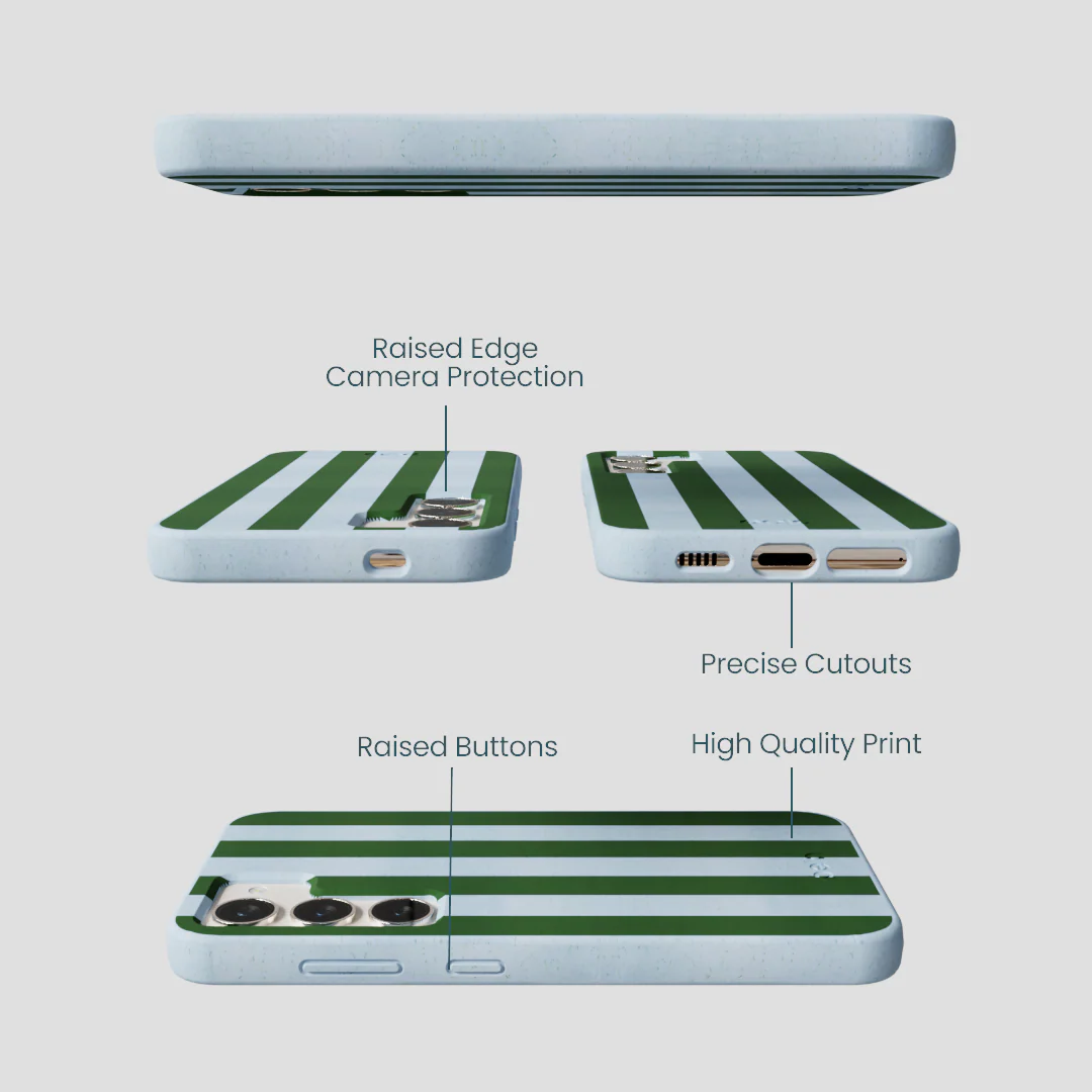 Powder Blue Big Evergreen Stripes Samsung Galaxy S23 Case - Image 3