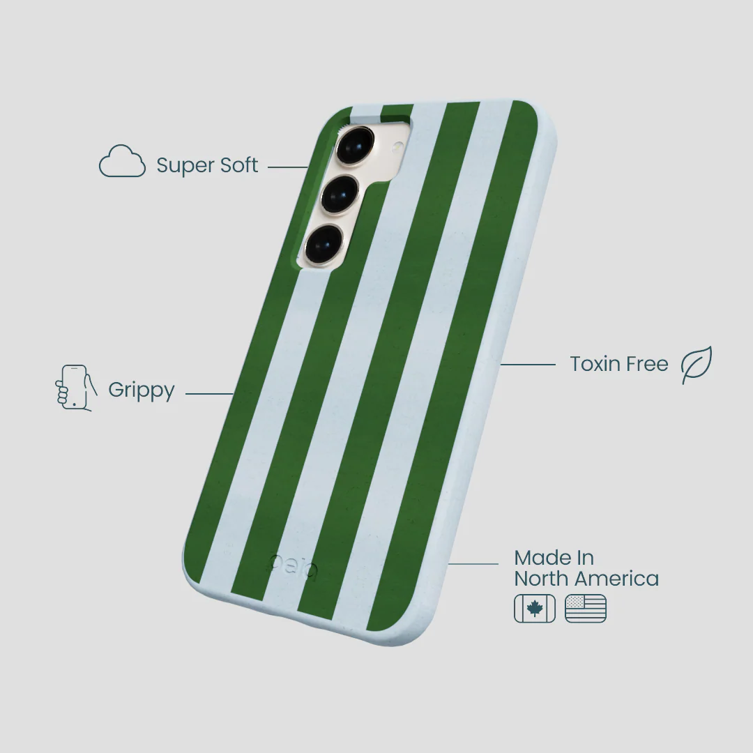 Powder Blue Big Evergreen Stripes Samsung Galaxy S23 Case - Image 4