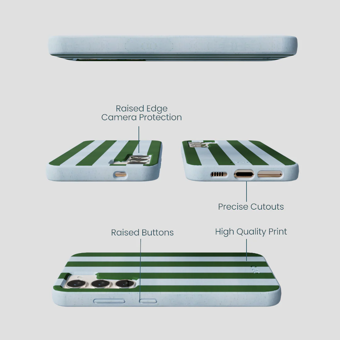 Powder Blue Big Evergreen Stripes Samsung Galaxy S24 Case - Image 3