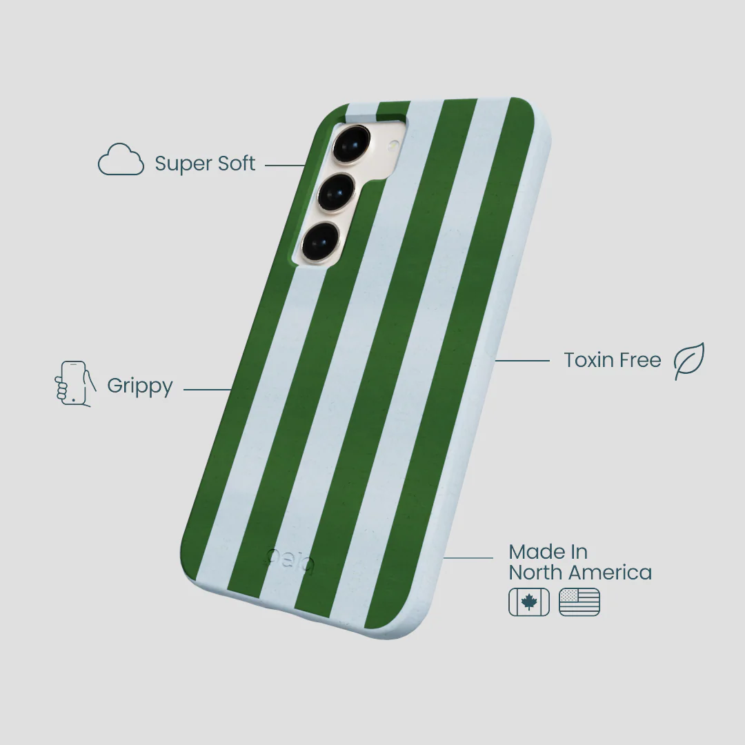 Powder Blue Big Evergreen Stripes Samsung Galaxy S24 Case - Image 4