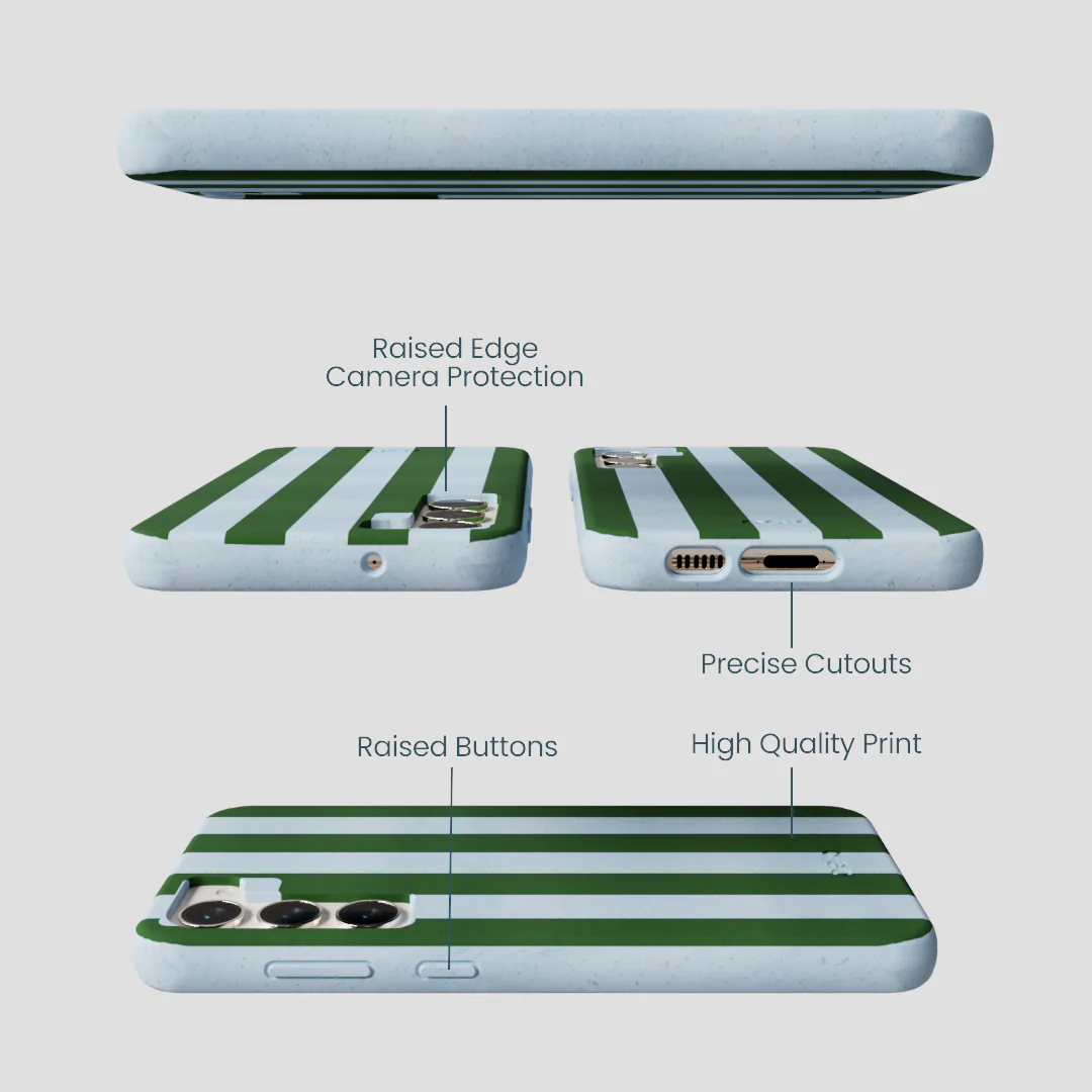 Powder Blue Big Evergreen Stripes Samsung Galaxy S24+(Plus) Case - Image 3
