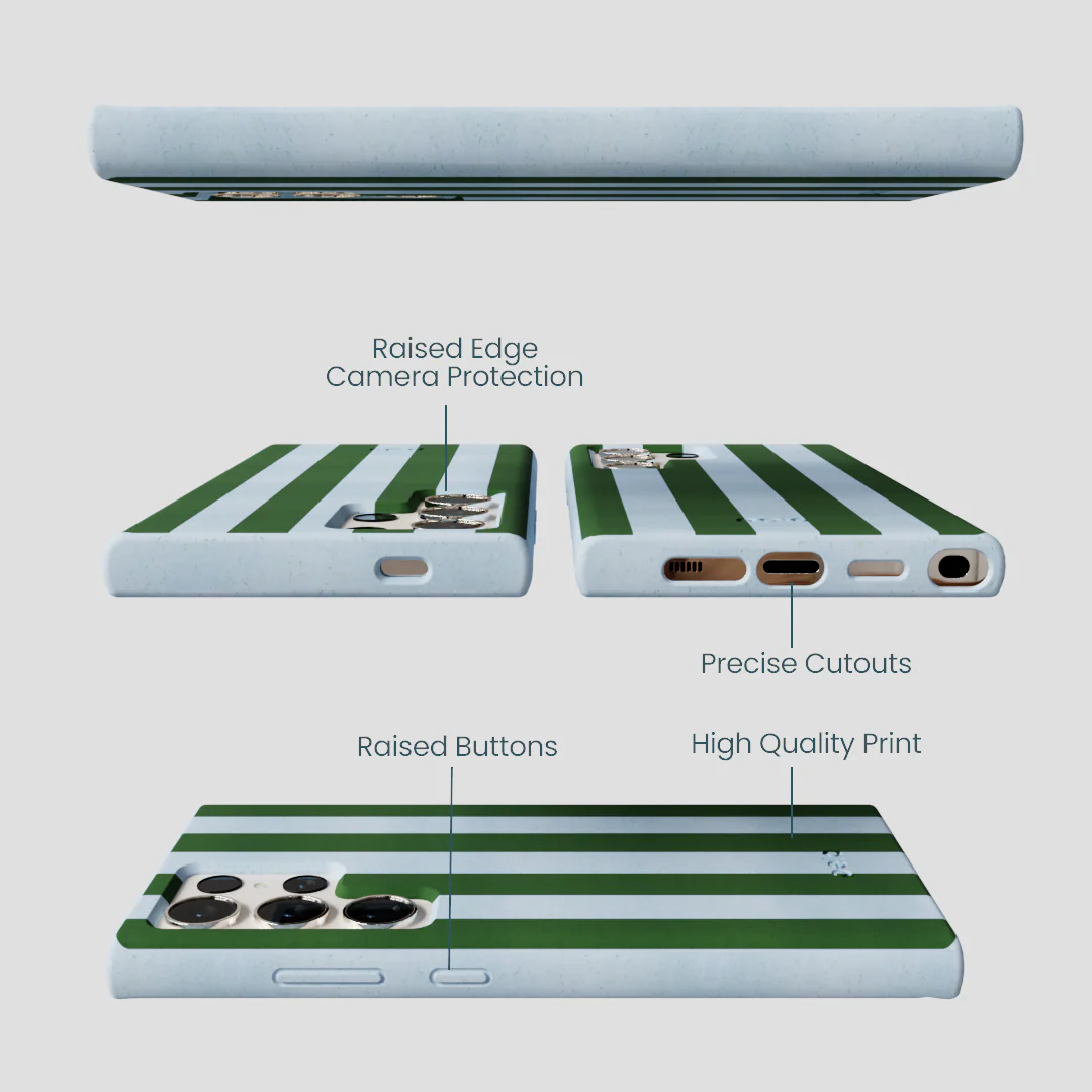 Powder Blue Big Evergreen Stripes Samsung Galaxy S24 Ultra Case - Image 3