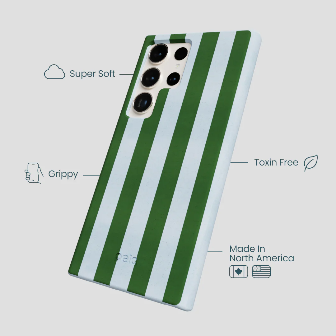 Powder Blue Big Evergreen Stripes Samsung Galaxy S24 Ultra Case - Image 4