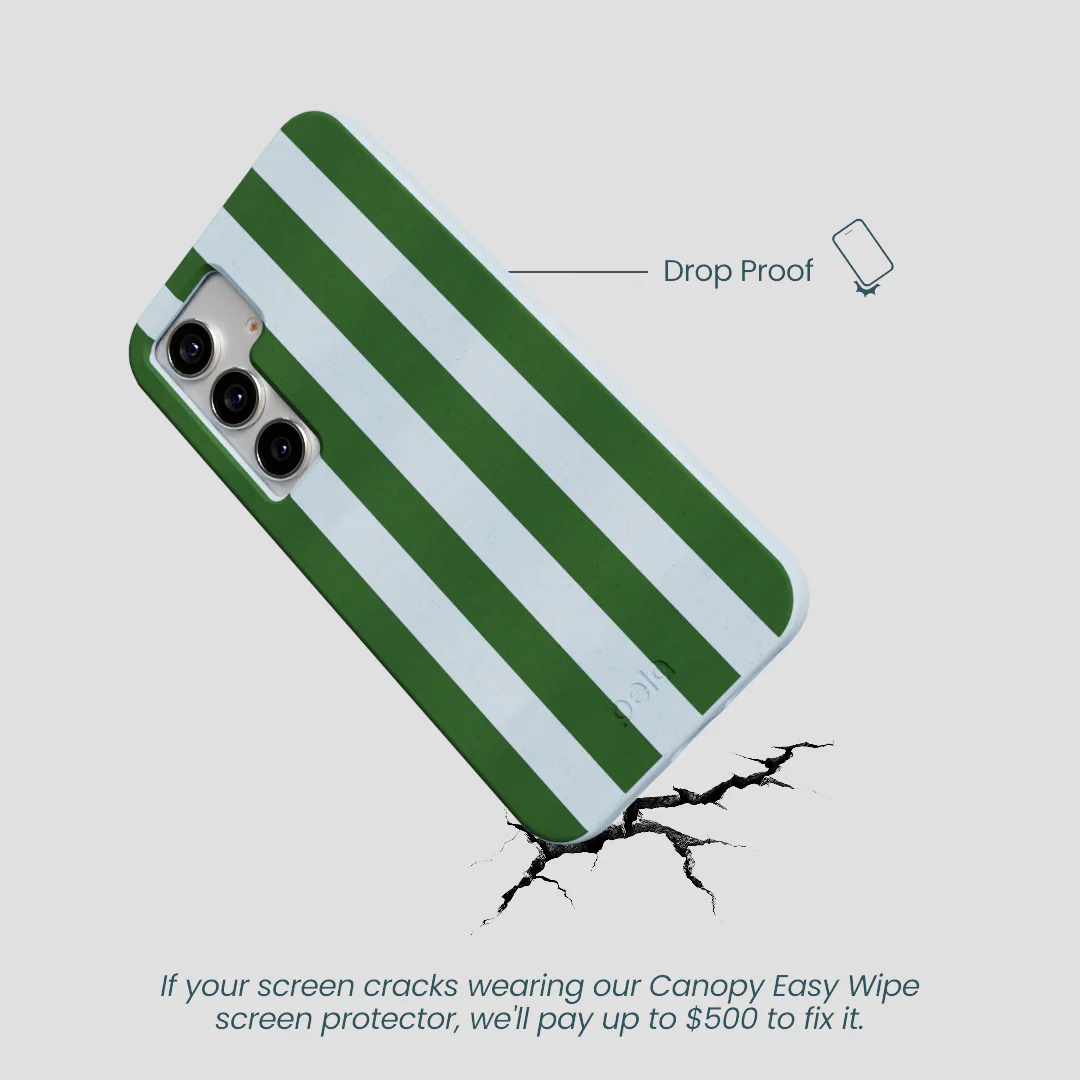 Powder Blue Big Evergreen Stripes Samsung Galaxy S25 Case - Image 5