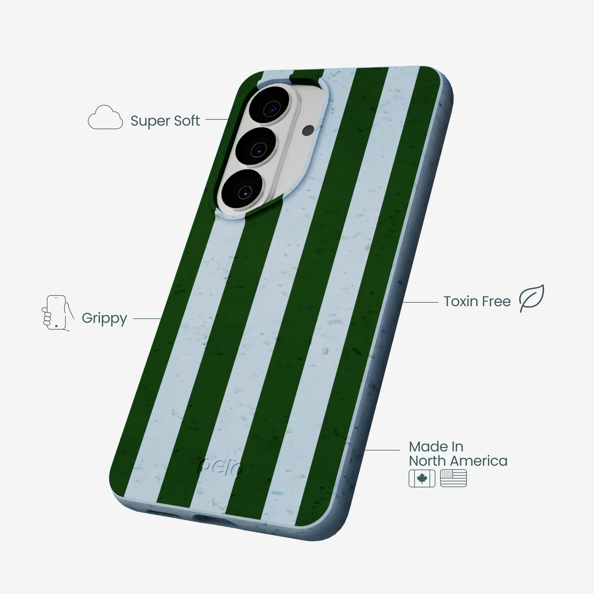 Powder Blue Big Evergreen Stripes Samsung Galaxy S26 Case - Image 4