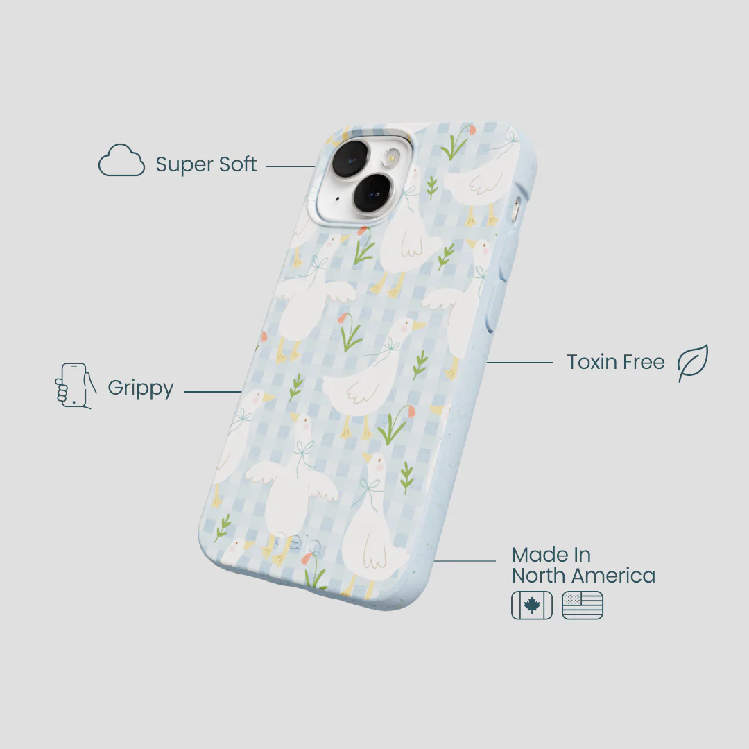 Powder Blue Blooming Quackers iPhone 13 Mini Case - Image 4