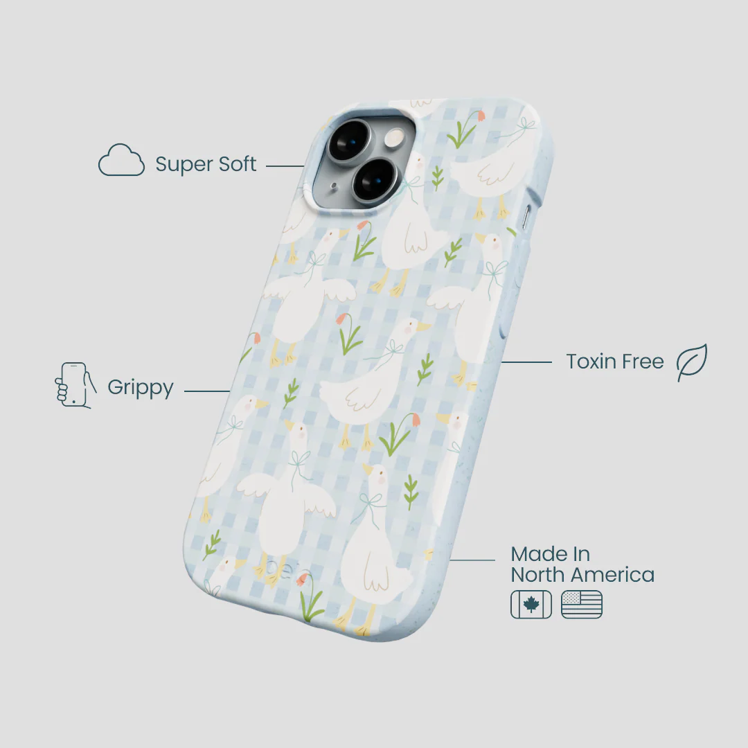 Powder Blue Blooming Quackers iPhone 14 Case - Image 4