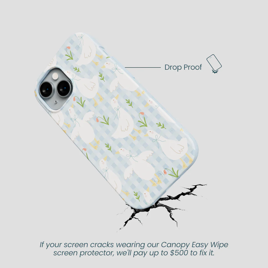 Powder Blue Blooming Quackers iPhone 14 Case - Image 5