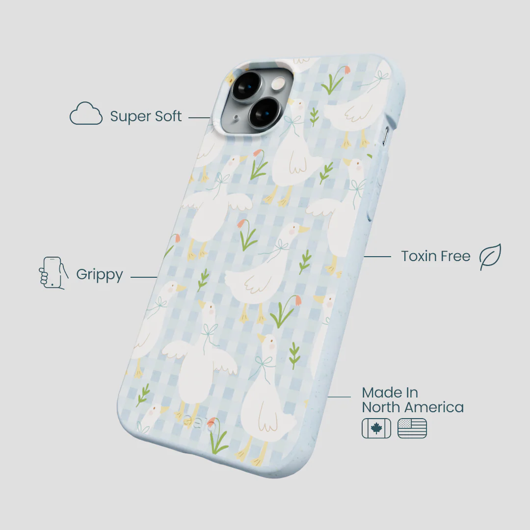 Powder Blue Blooming Quackers iPhone 14 Plus Case - Image 4