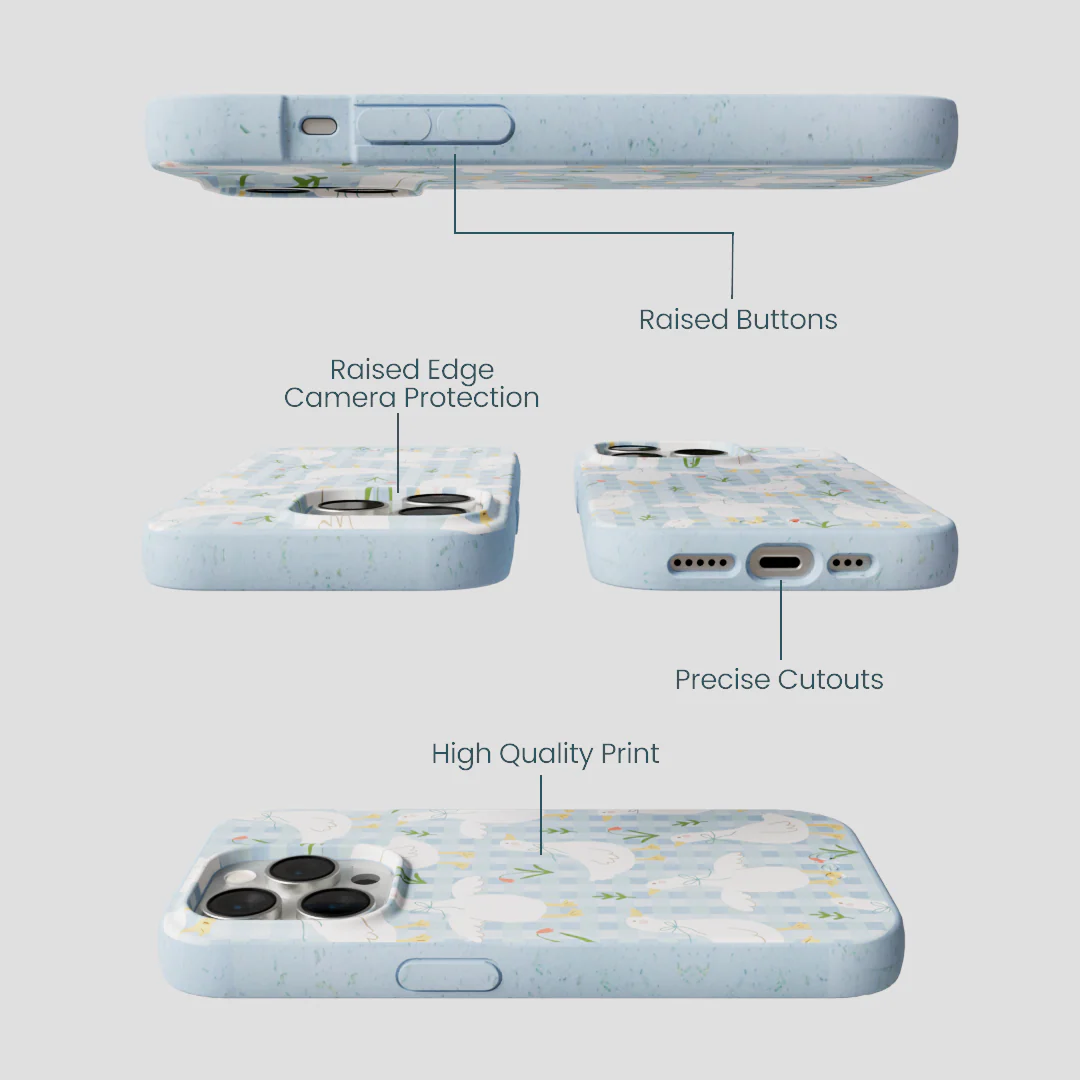 Powder Blue Blooming Quackers iPhone 14 Pro Case - Image 3