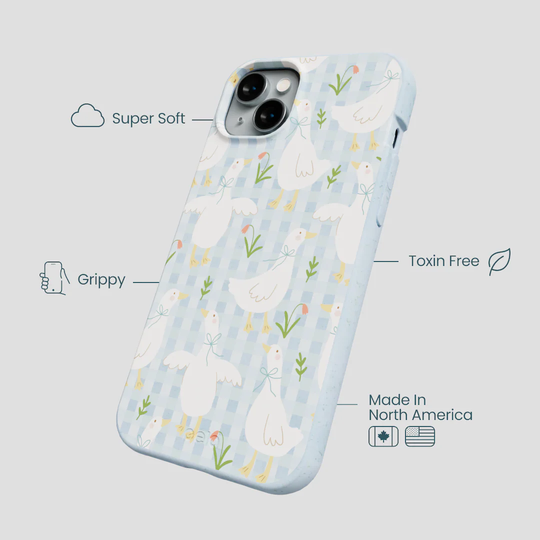 Powder Blue Blooming Quackers iPhone 15 Plus Case - Image 4