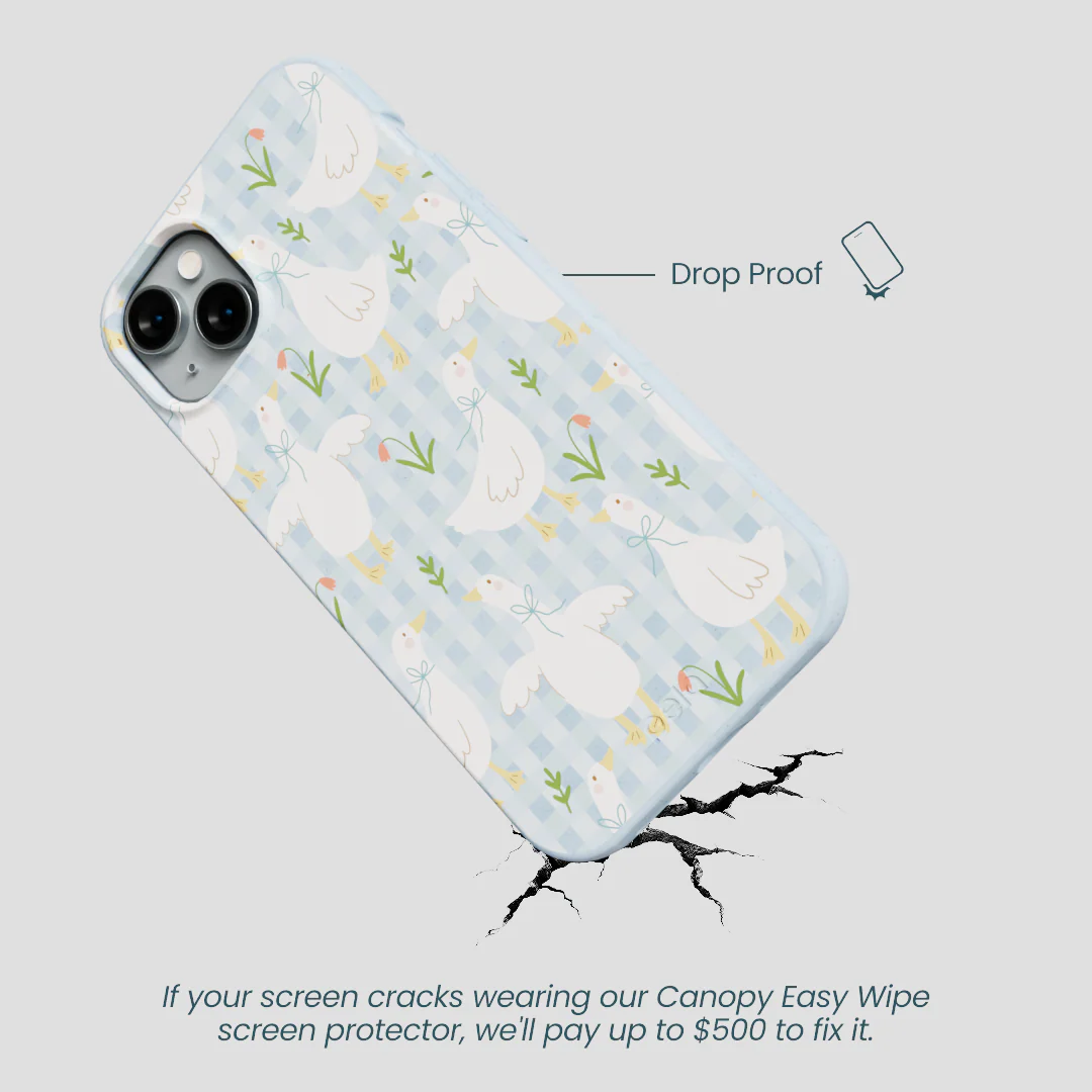 Powder Blue Blooming Quackers iPhone 15 Plus Case - Image 5