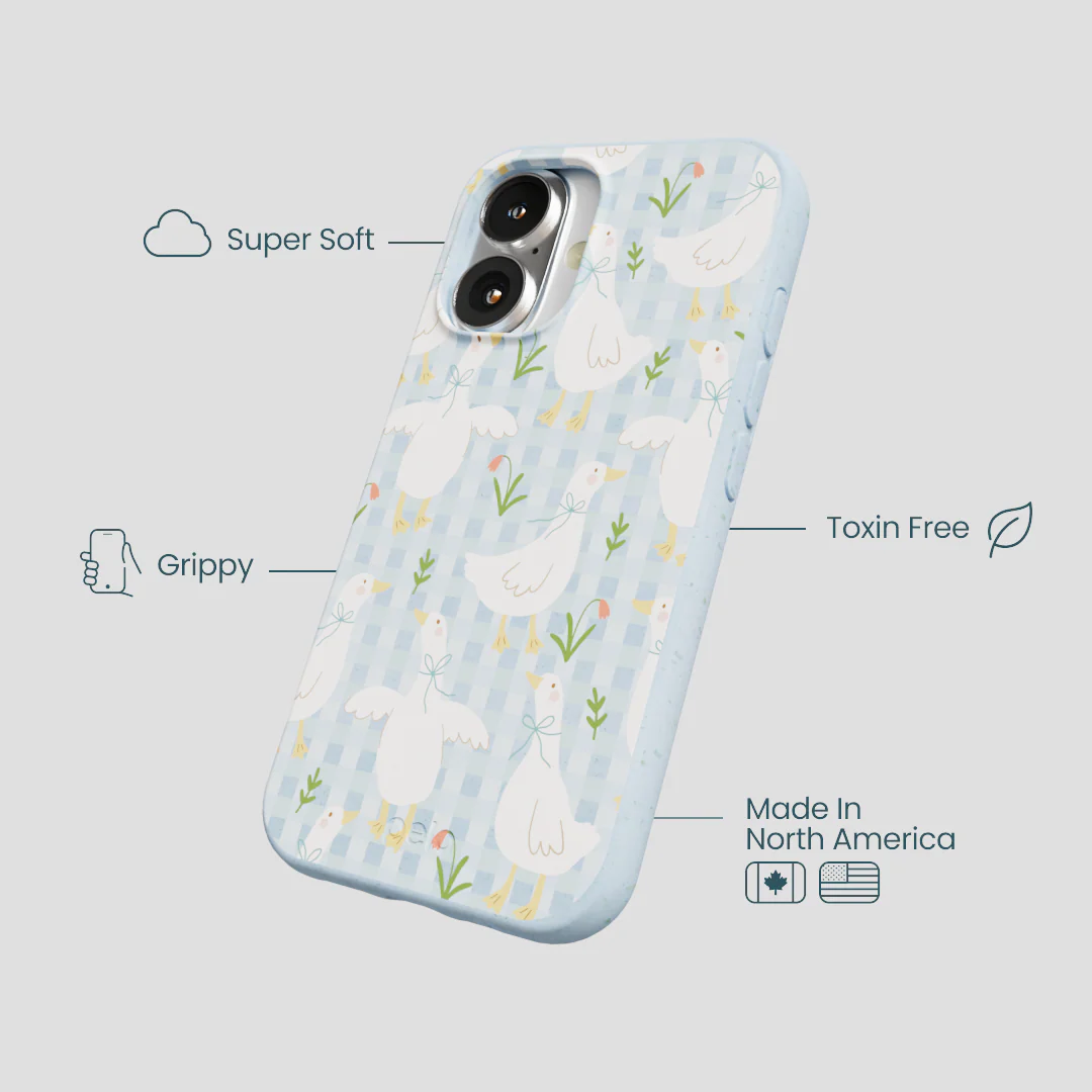 Powder Blue Blooming Quackers iPhone 16 Case - Image 4