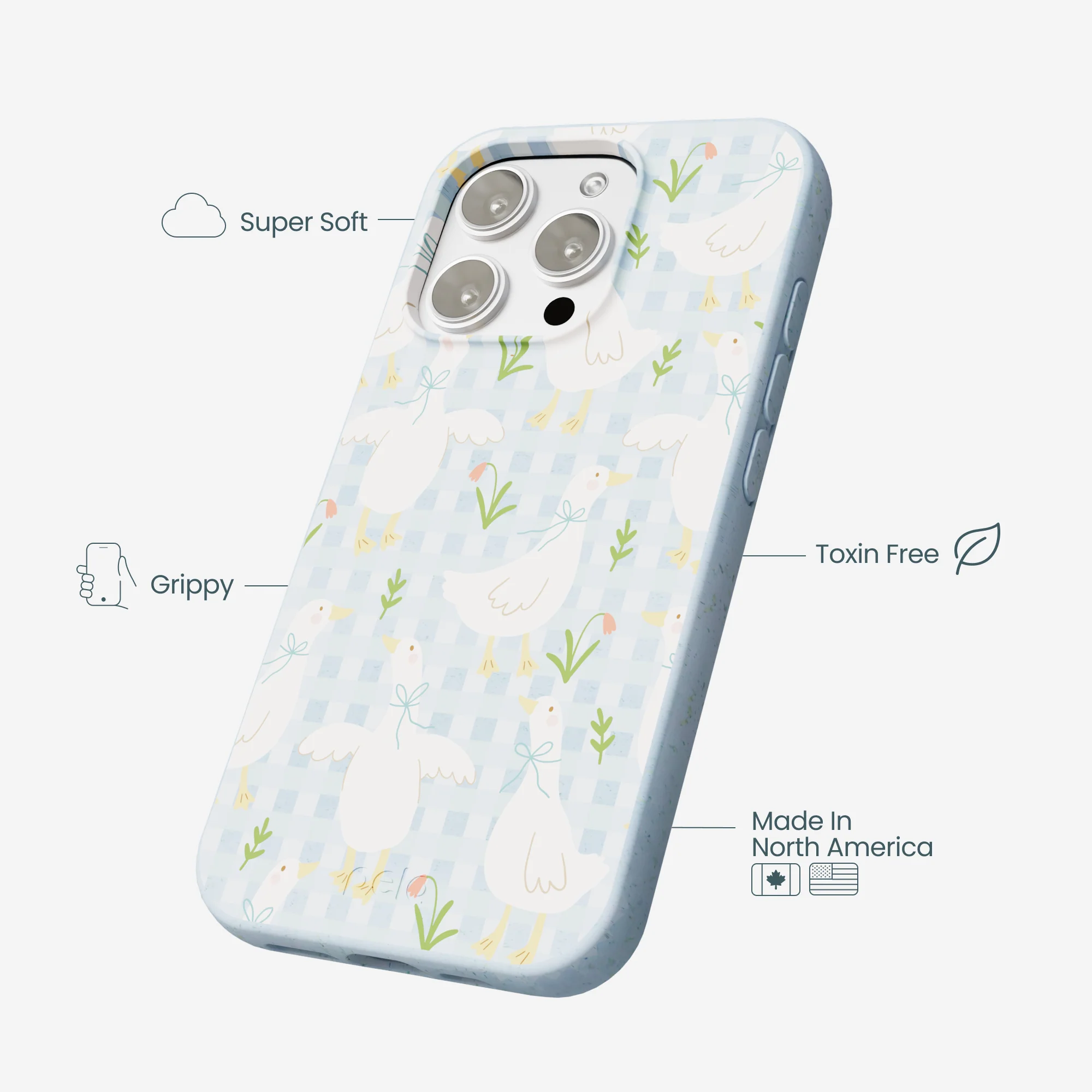 Powder Blue Blooming Quackers iPhone 16 Pro Max Case - Image 4