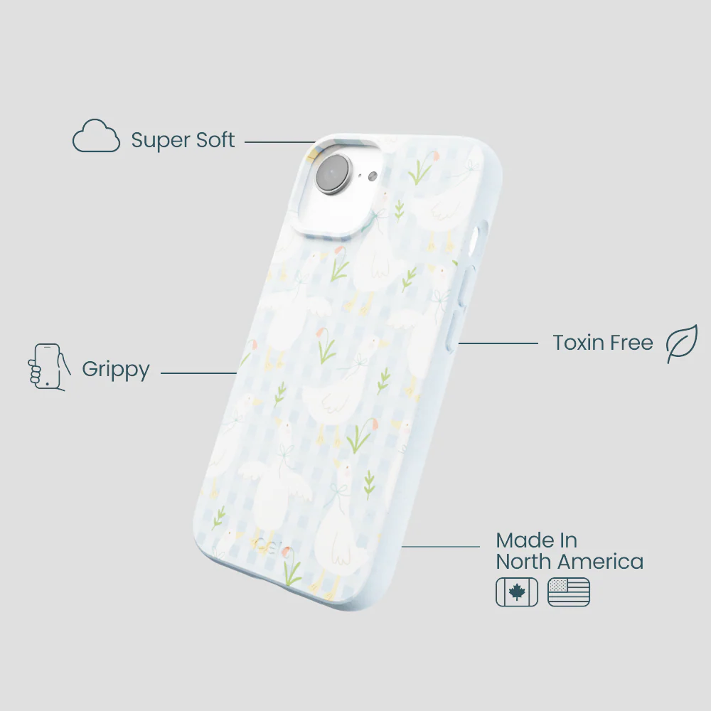 Powder Blue Blooming Quackers iPhone 16e/17e Case - Image 4