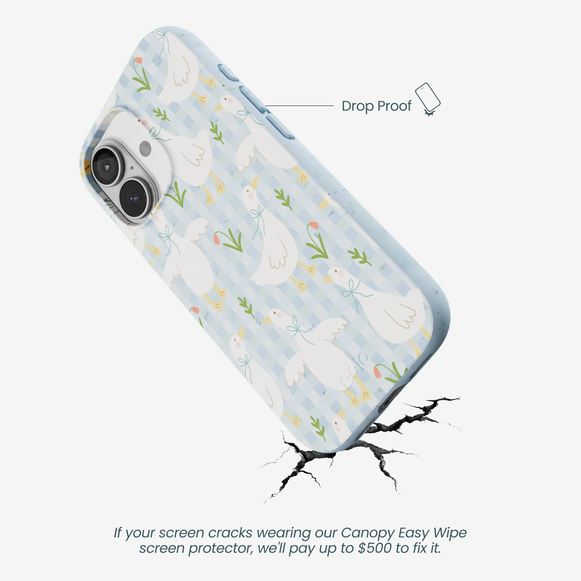 Powder Blue Blooming Quackers iPhone 17 Case - Image 5