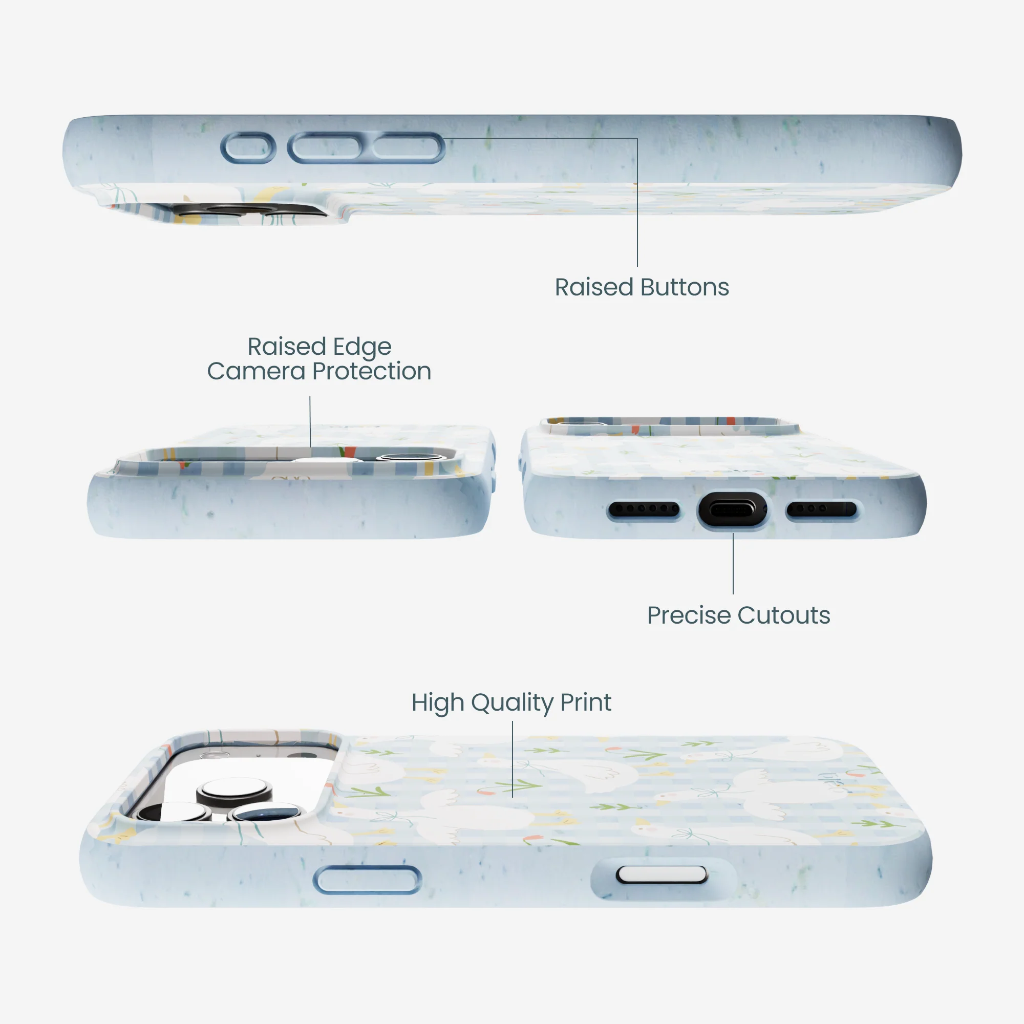 Powder Blue Blooming Quackers iPhone 17 Pro Max Case - Image 3