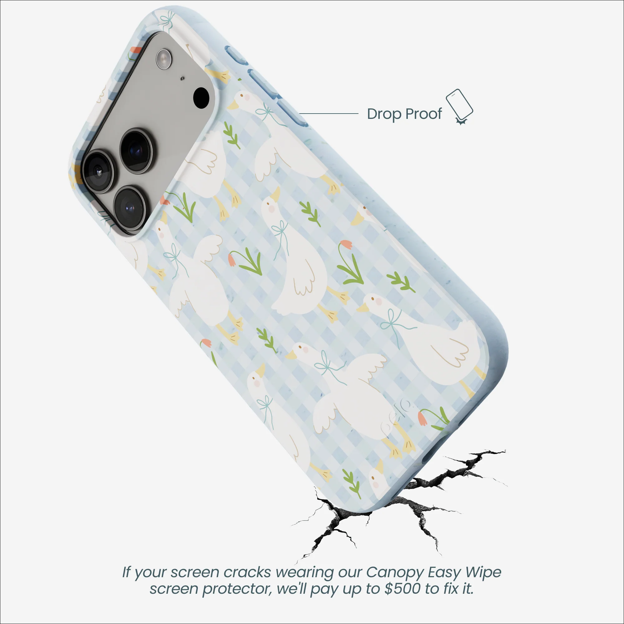 Powder Blue Blooming Quackers iPhone 17 Pro Max Case - Image 5