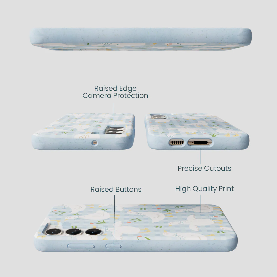 Powder Blue Blooming Quackers Samsung Galaxy S24+(Plus) Case - Image 3
