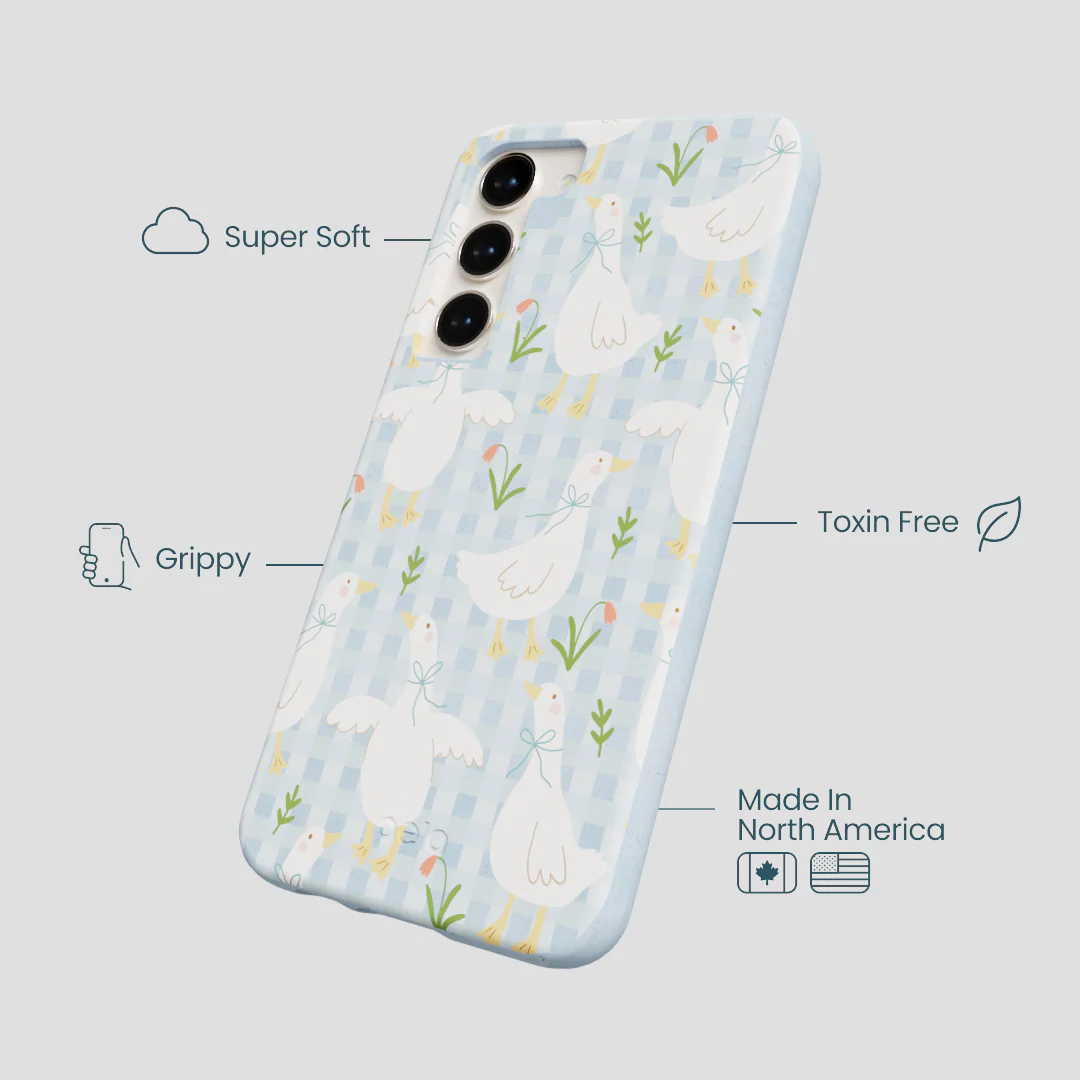 Powder Blue Blooming Quackers Samsung Galaxy S24+(Plus) Case - Image 4