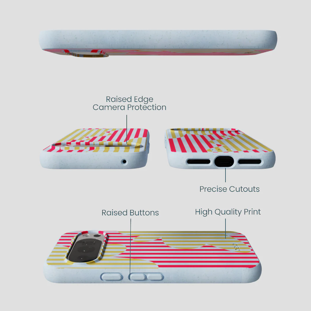 Powder Blue Blooming Stripes Google Pixel 10/10 Pro Case - Image 2