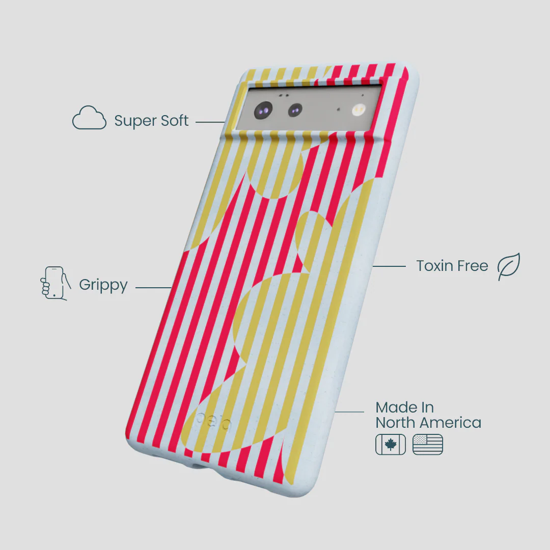 Powder Blue Blooming Stripes Google Pixel 6a Case - Image 3