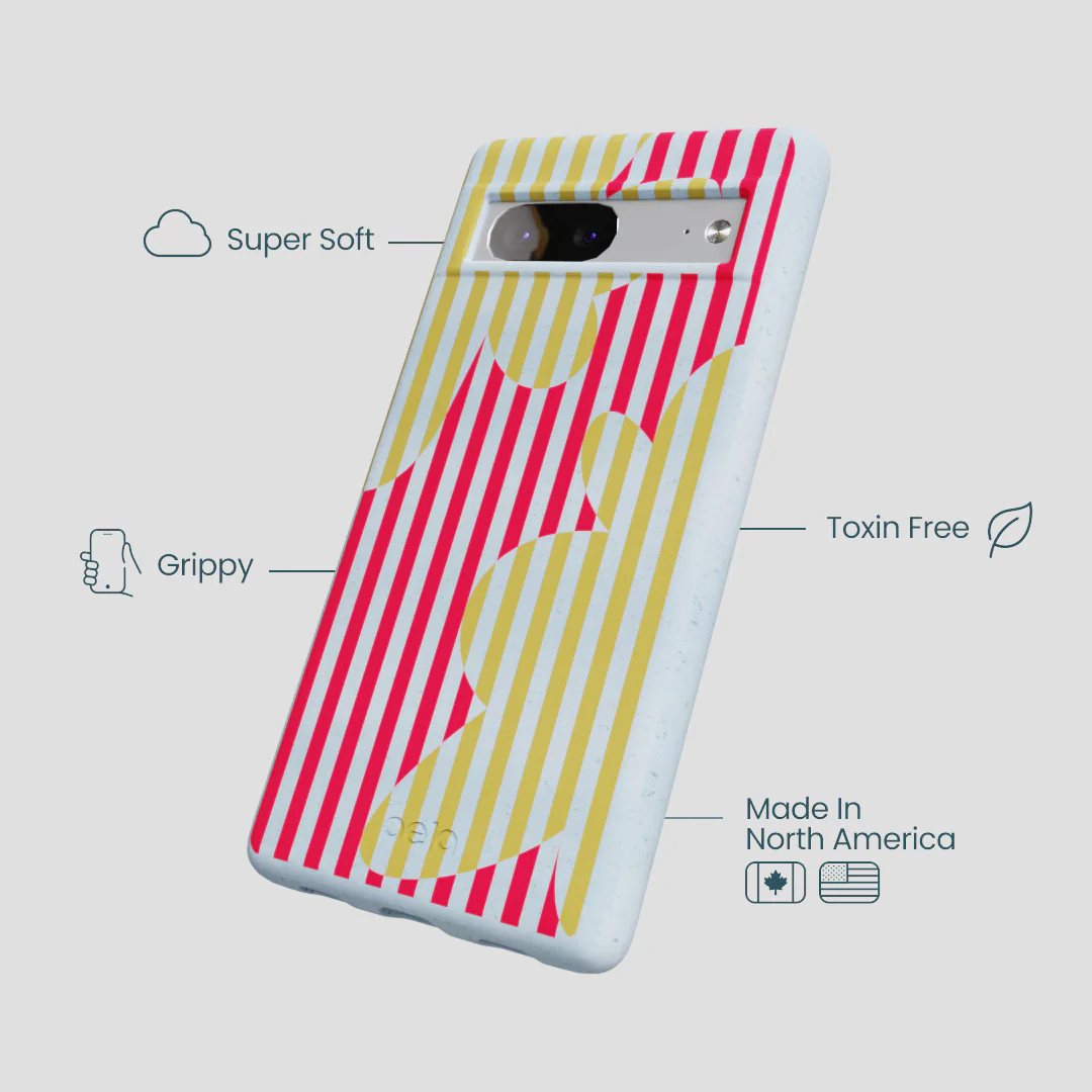 Powder Blue Blooming Stripes Google Pixel 7 Case - Image 3