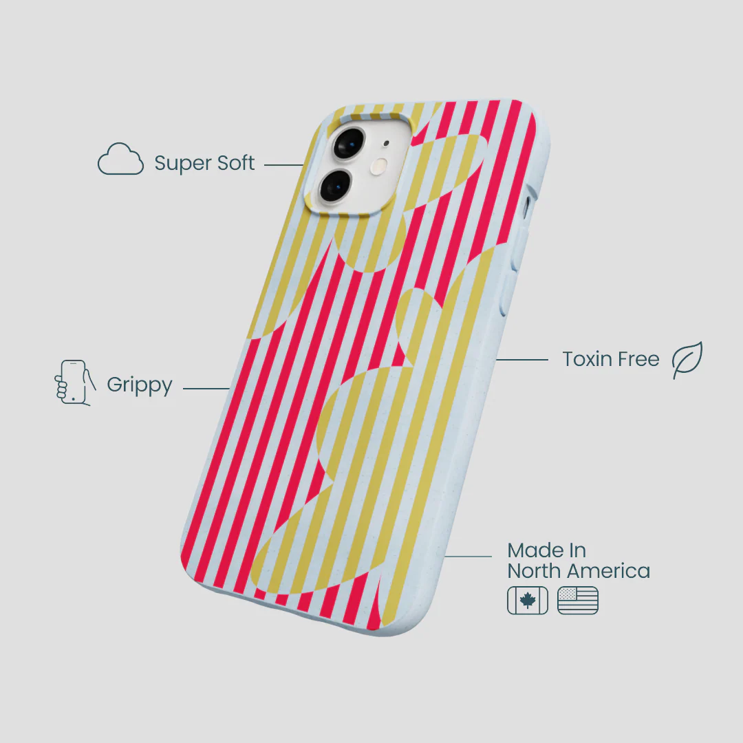 Powder Blue Blooming Stripes iPhone 12/ iPhone 12 Pro Case - Image 4