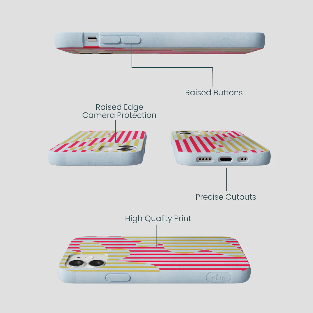 Powder Blue Blooming Stripes iPhone 12 Mini Case - Image 3