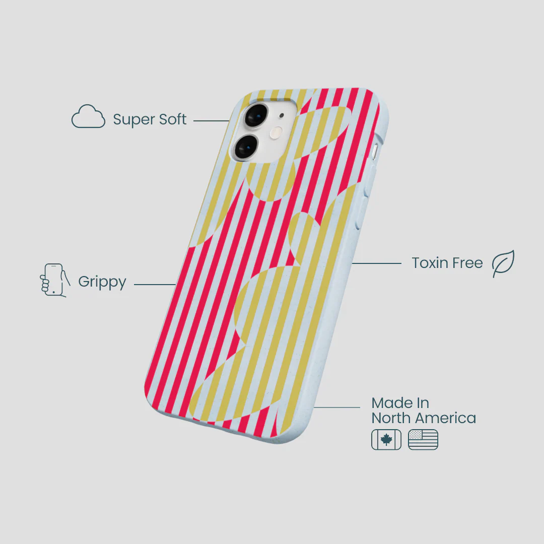 Powder Blue Blooming Stripes iPhone 12 Mini Case - Image 4
