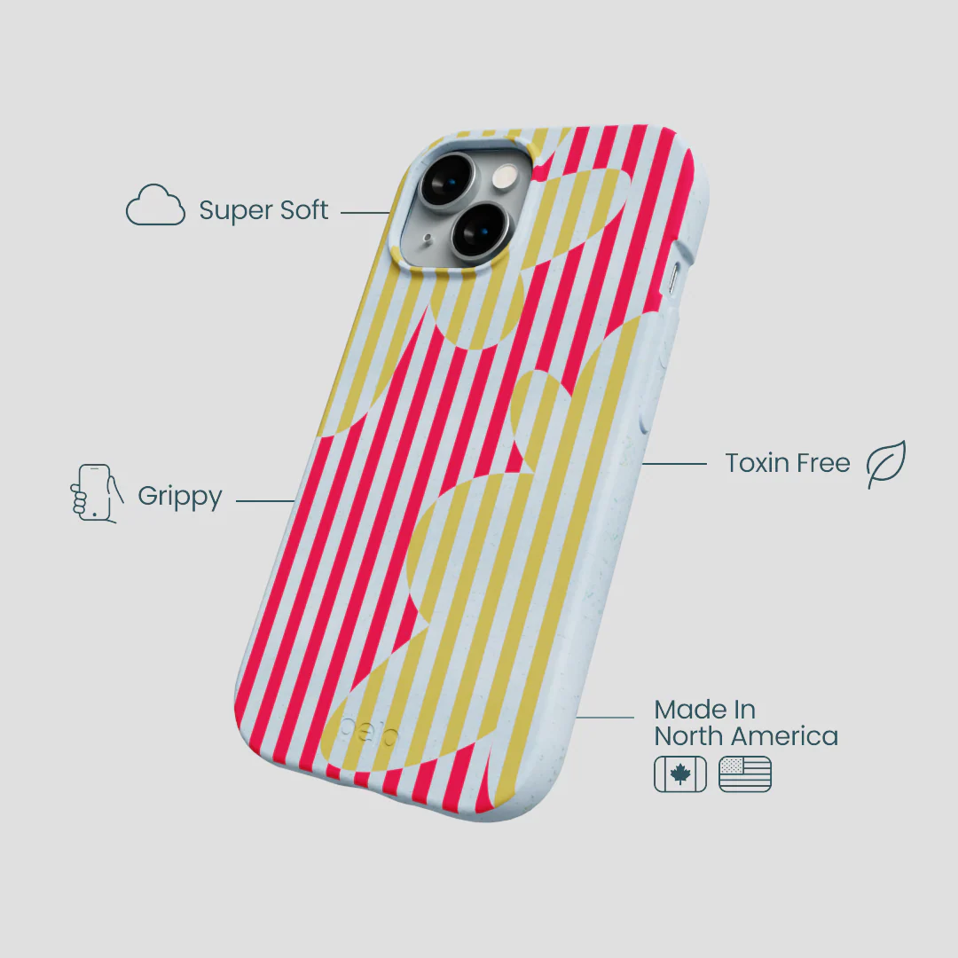 Powder Blue Blooming Stripes iPhone 14 Case - Image 4