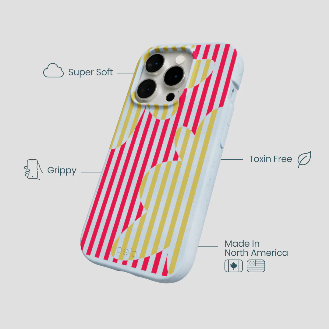 Powder Blue Blooming Stripes iPhone 14 Pro Case - Image 4