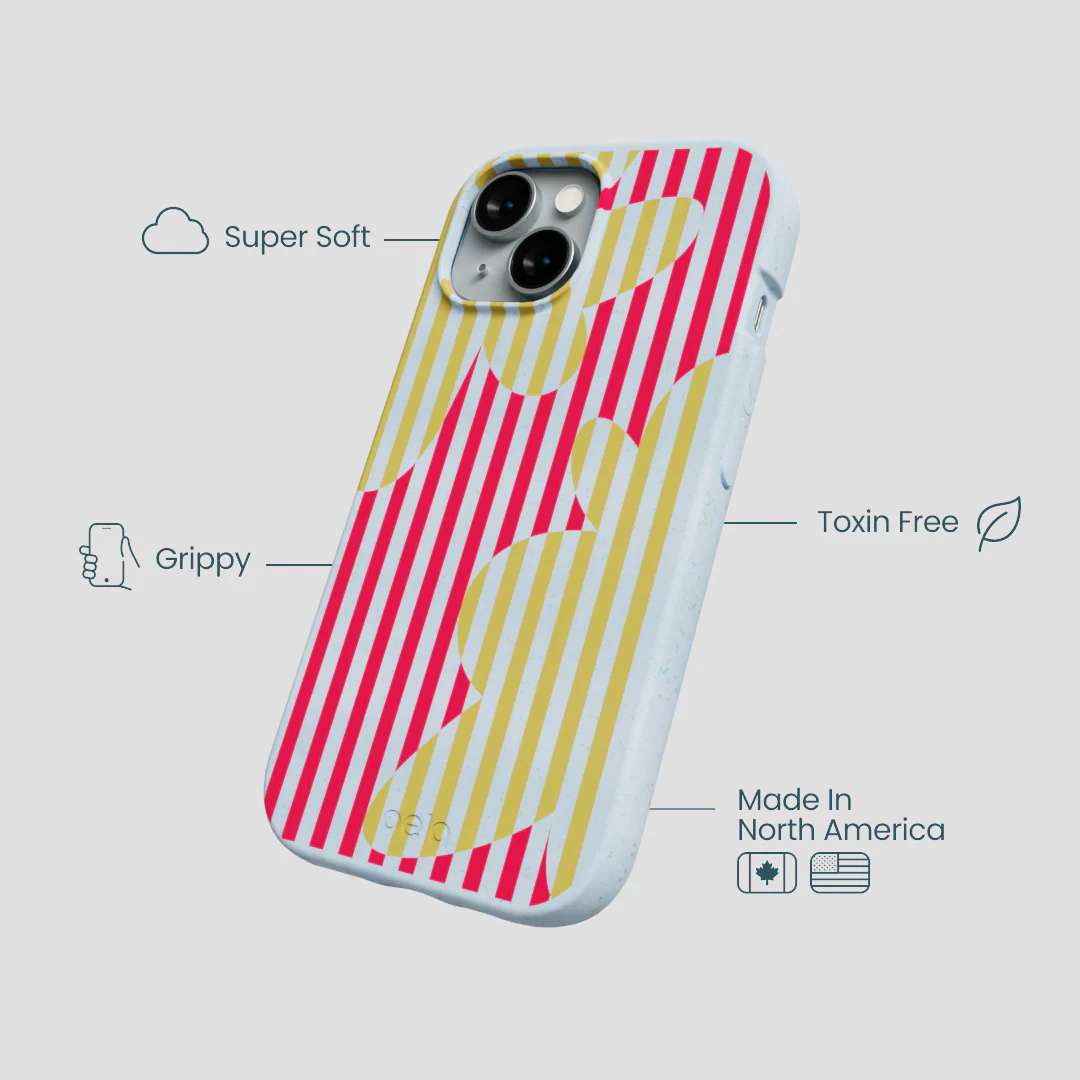 Powder Blue Blooming Stripes iPhone 15 Case - Image 4