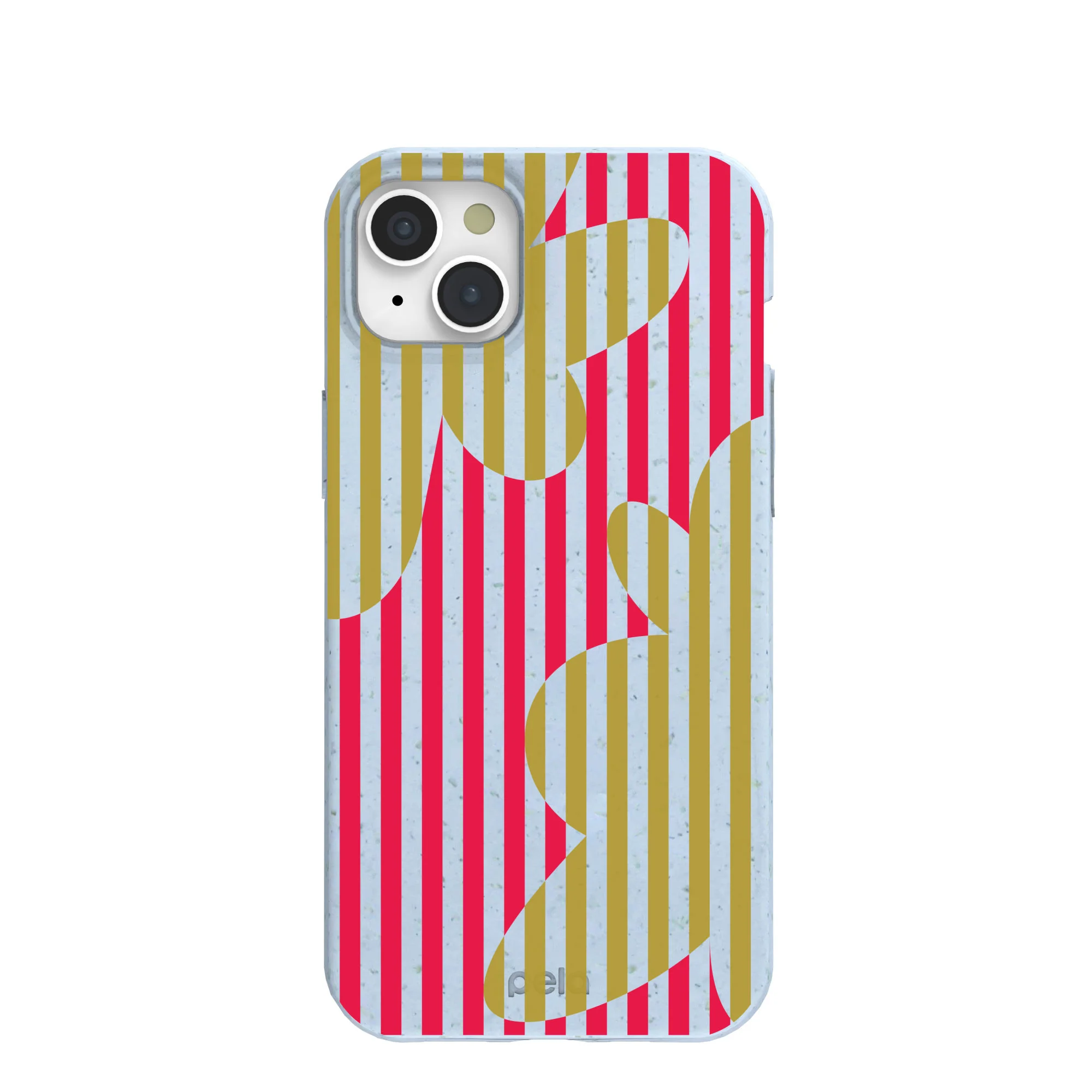 Powder Blue Blooming Stripes iPhone 15 Plus Case