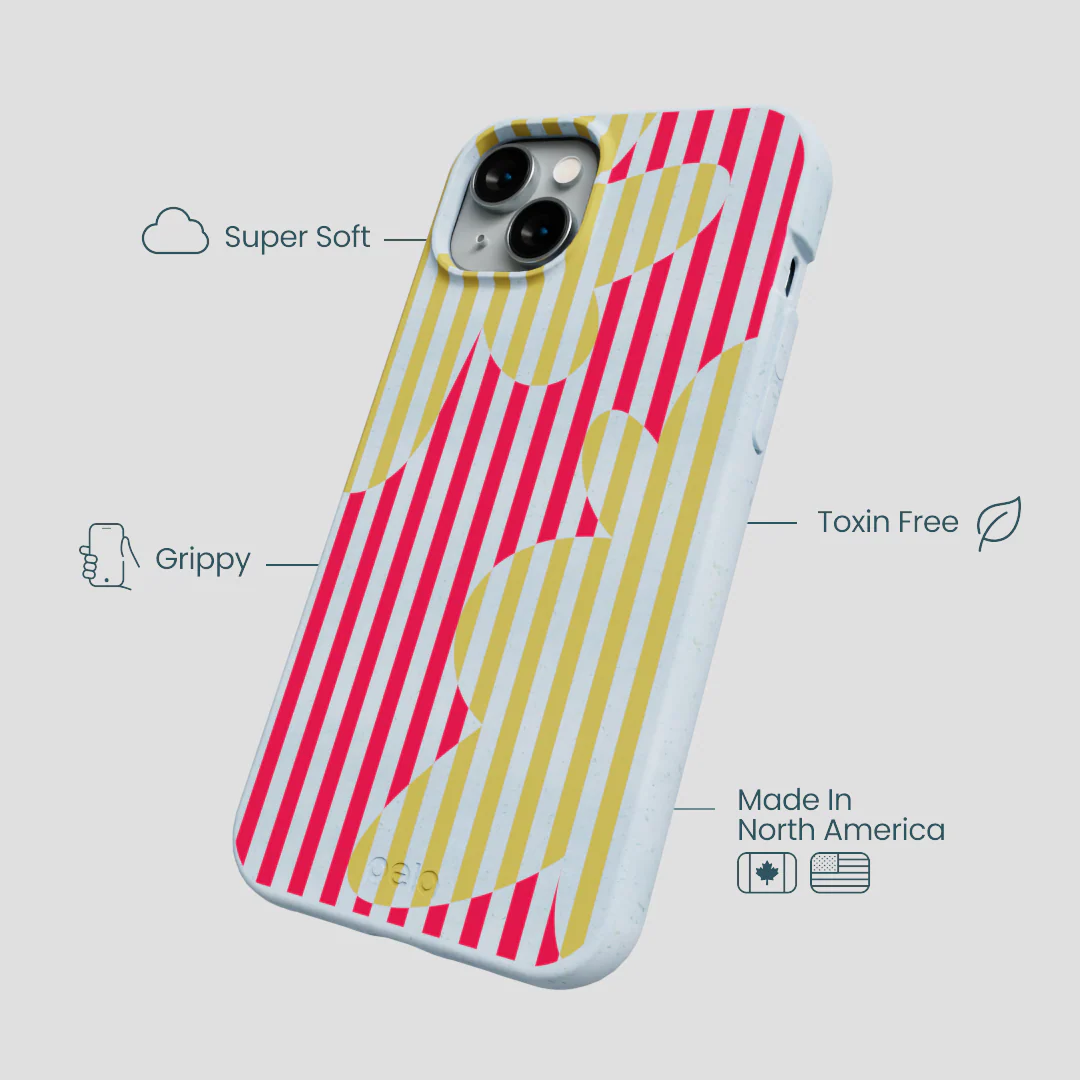 Powder Blue Blooming Stripes iPhone 15 Plus Case - Image 4