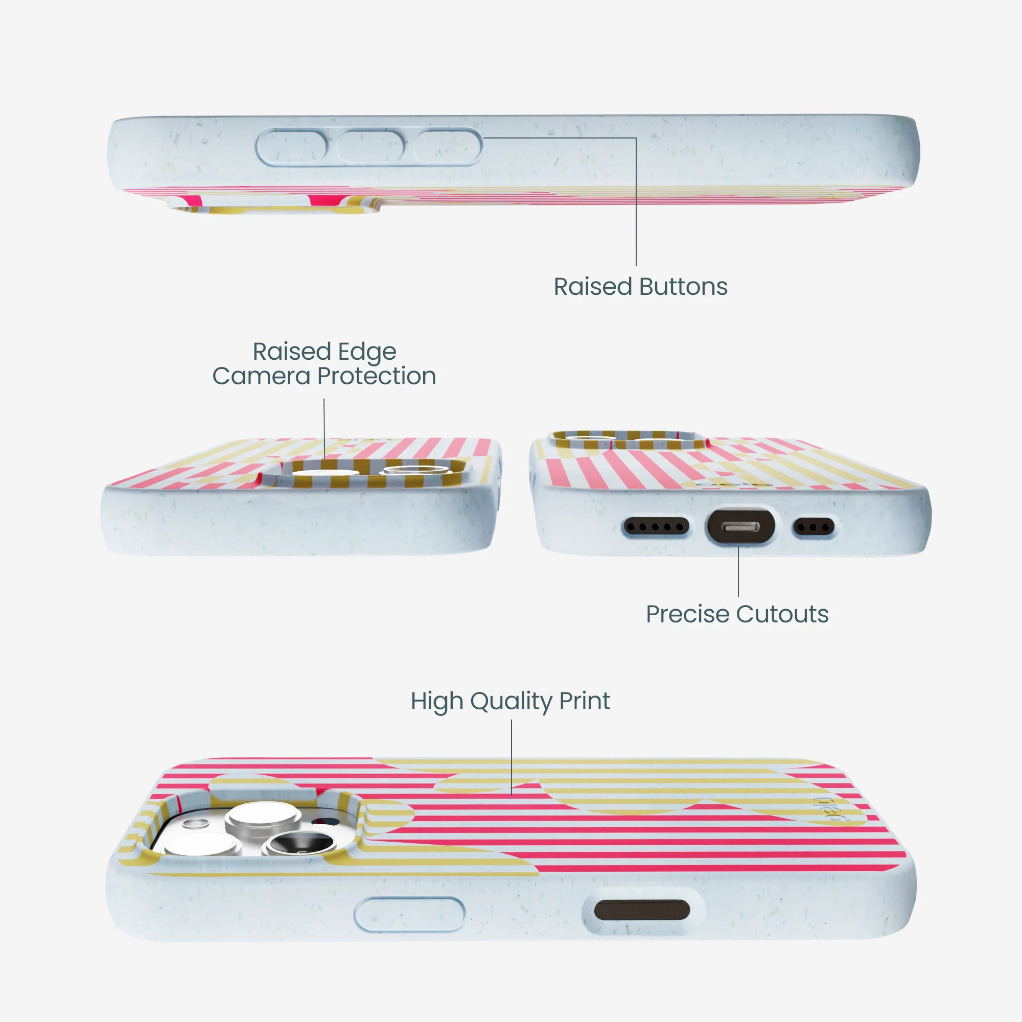 Powder Blue Blooming Stripes iPhone 16 Pro Max Case - Image 3