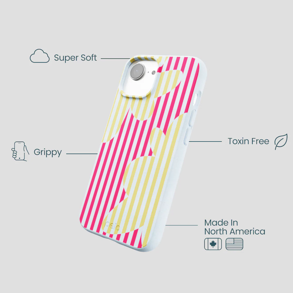Powder Blue Blooming Stripes iPhone 16e/17e Case - Image 4